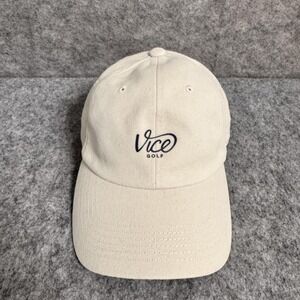 Vice Golf Hat Cap Strap Back Beige Navy Dad Hat Mens Twill Baseball Adjustable
